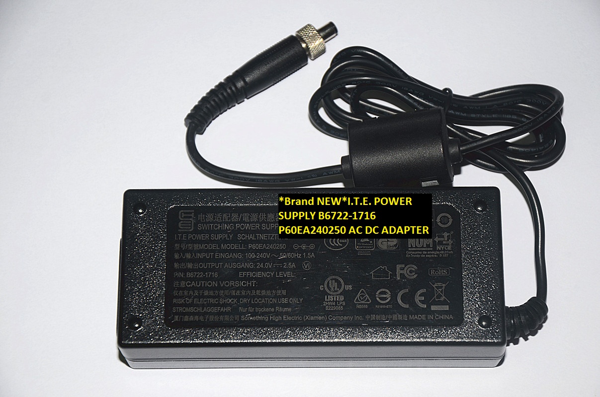 *Brand NEW*I.T.E. B6722-1716 AC DC ADAPTER 24.0V 2.5A P60EA240250 POWER SUPPLY 5.5*2.1 *Brand NEW*I.T.E. B6722-1716 AC DC ADAPTER 24.0V 2.5A P60EA240250 POWER SUPPLY 5.5*2.1